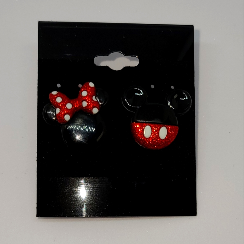 Mix and Match Minnie and Mickey Glitter Stud Earrings